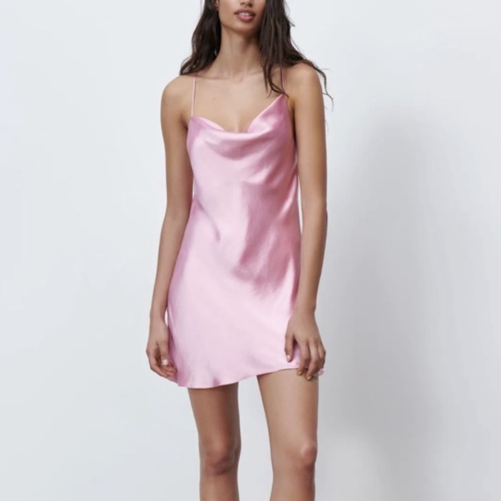 Zara Pink Satin Mini Dress